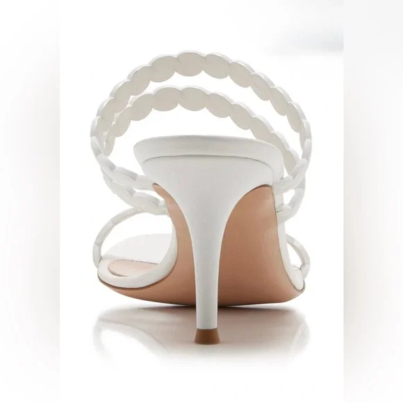 Gianvito Rossi White Leather Strappy Sandals Mules Heels - Picture 4 of 13